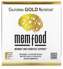 Комплекс для підтримки пам'яті та когнітивних функцій, MEM Food, California Gold Nutrition, 60 пакетиків