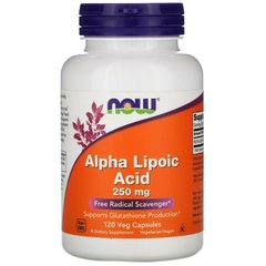 Альфа-липоевая кислота, Alpha-lipoic acid, Now Foods, 250 мг 120 капсул