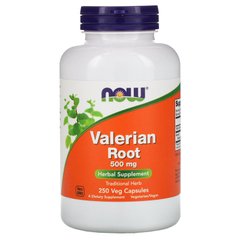Корень валерианы, Valerian Root, Now Foods, 500 мг, 250 вегетарианских капсул