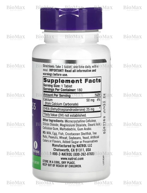 Дегідроепіандростерон, DHEA, Natrol, 25 мг, 180 таблеток