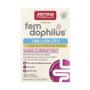 Пробіотик для жінок, Vegan Fem Dophilus&reg;, Jarrow Formulas, 1 млрд КУО, 30 вегетаріанських капсул