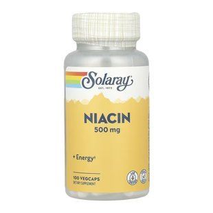 Ніацин (вітамін B3), Niacin, Solaray, 500 мг, 100 вегетаріанських капсул