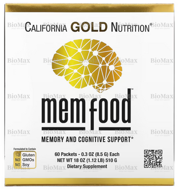 Комплекс для підтримки пам'яті та когнітивних функцій, MEM Food, California Gold Nutrition, 60 пакетиків