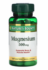 Магній, Magnesium, Nature's Bounty, 500 мг, 100 таблеток