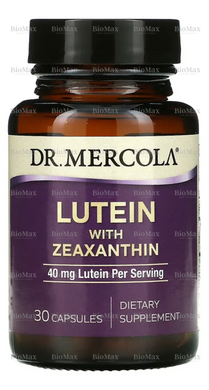 Лютеин с зеаксантином (Lutein with Zeaxanthin), Dr. Mercola, 40 мг, 30 капсул