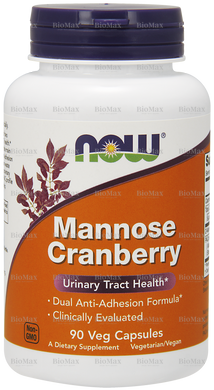 Клюквенная манноза, Mannose Cranberry, Now Foods, 90 вег. капсул
