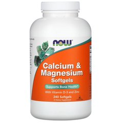 Комплекс кальция и магния, Calcium and Magnesium, Now Foods, 240 гелевых капсул