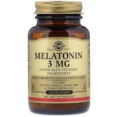 Мелатонин, Melatonin, Solgar, 3 мг, 120 жевательных таблеток