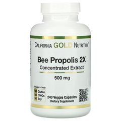 Пчелиный прополис 2Х, Bee Propolis, California Gold Nutrition, концентрированный экстракт, 500 мг, 240 капсул