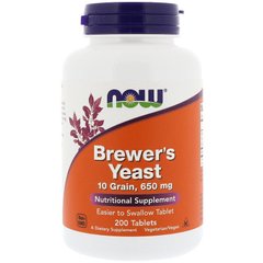 Пивные дрожжи, Brewer's Yeast, Now Foods, 650 мг, 200 таблеток