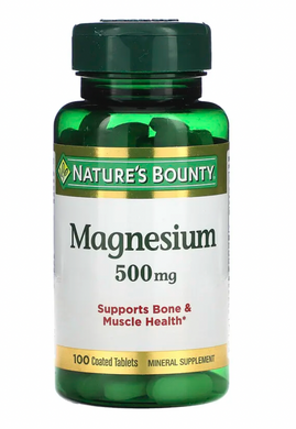 Магний, Magnesium, Nature's Bounty, 500 мг, 100 таблеток