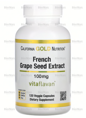 Антиоксидант екстракт кісточок французького винограду, California Gold Nutrition, VitaFlavan, 100 мг, 120 рослинних капсул