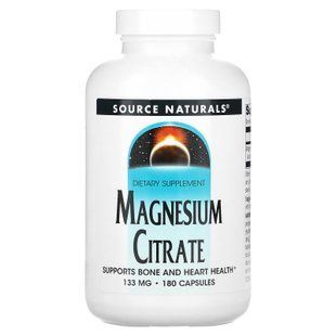 Цитрат магнію, Magnesium Citrate, Source Naturals, 133 мг, 180 капсул