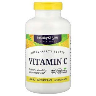Вітамін С (L-аскорбінова кислота), Vitamin C, Healthy Origins, 1000 мг, 360 вегетаріанських капсул
