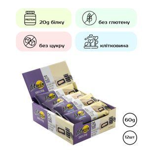 Протеиновый батончик с начинкой, Protein Bar, FitWin, вкус печенья со сливками, 20 г белка, 12 батончиков по 60 г