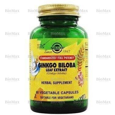 Гінкго Білоба, Ginkgo Biloba, Solgar, екстракт листя, 135 мг, 60 капсул