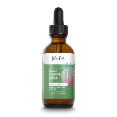 Жидкий йод, Liquid Iodine Plus, Life-flo, с йодидом калия, без вкуса, 150 мкг, 59 мл