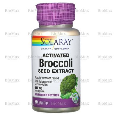 Активований екстракт насіння брокколі, Activated Broccoli Seed Extract, Solaray, 350 мг, 30 капсул