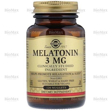 Мелатонін, Melatonin, Solgar, 3 мг, 120 жувальних таблеток
