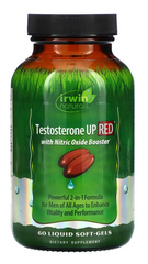 Подъем тестостерона с усилителями оксида азота, Testosterone UP Red, Irwin Naturals, для мужчин, 60 гелевых капсул