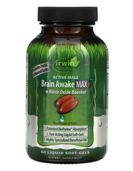 Вітаміни для мозку, концентрація та ясність розуму, Brain Awake Max 3+ Nitric Oxide Booster, Irwin Naturals, 60 капсул