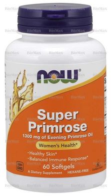 Масло примулы вечерней, SUPER PRIMROSE, Now Foods, 1300 мг, 60 капсул