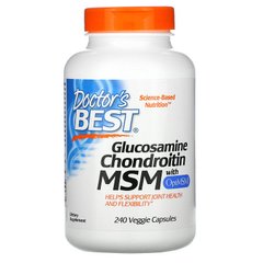 Для суставов и связок, МСМ, Glucosamine Chondroitin MSM with OptiMSM, Doctor's Best, 240 вегетарианских капсул