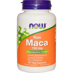 Мака перуанська, Maca, Raw, Now Foods, 750 мг, 90 капсул