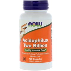 Пробіотики, Ацидофілін, Acidophilus, Now Foods, 2 млрд, 100 капсул