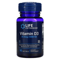 Вітамін Д-3, Д3, Vitamin D3, Life Extension, 1000 МО, 90 мяких таблеток