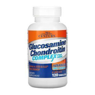 Глюкозамін, хондроїтин і МСМ з босвелією, Glucosamine Chondroitin Complex Plus MSM Advanced Triple Strength, 21st Century, 120 таблеток