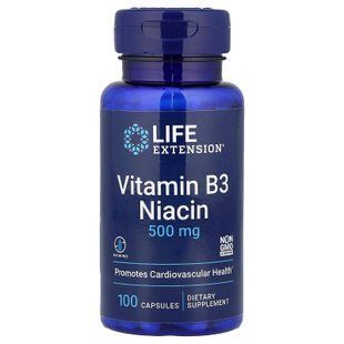 Вітамін В3 (ніацин), Vitamin B3 Niacin, Life Extension, 500 мг, 100 капсул