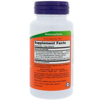 Зеленый чай, EGCg, Green Tea, экстракт, Now Foods, 400 мг, 90 капсул