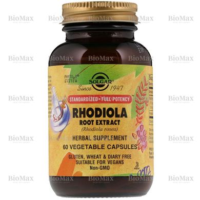 Родиола розовая, Rhodiola Root Extract, Solgar, 350 мг, 60 капсул