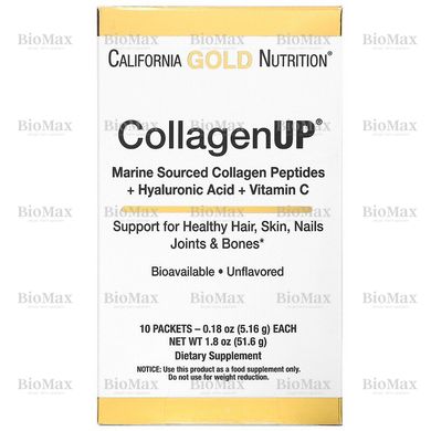 Колаген, без ароматизаторів, CollagenUp, California Gold Nutrition, 10 пакетиків, по 5,15 г