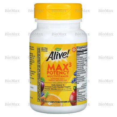 Мультивитамины без железа, Multi-Vitamin, Nature's Way, Alive, 60 таблеток