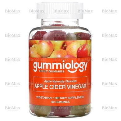 Яблочный уксус с натуральным яблочным вкусом, для взрослых, Adult Apple Cider Vinegar Gummies, Natural Apple Flavor, Gummiology, 90 вегетарианских жевательных конфет