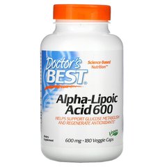 Альфа-липоевая кислота, Alpha-lipoic acid, Doctor's Best, 600 мг 180 капсул