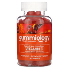 Вітаміном Д3, Д-3, для дорослих, зі смаком персика та вишні, Gummiology, 800 МЕ, 100 вегетаріанських жувальних таблеток