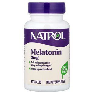 Мелатонін, Melatonin, Natrol, 3 мг, 60 таблеток
