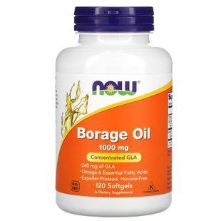 Олія огірочника (Borage Oil), Now Foods, концентрація ГЛК, 1000 мг, 120 гелевих капсул
