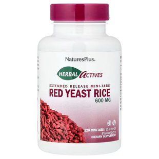 Червоний дріжджовий рис, Red Yeast Rice, Nature's Plus, Herbal Actives, 120 міні-таблеток (300 мг на таблетку)