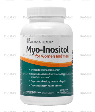 Мио-инозитол, для женщин и мужчин, Myo-Inositol, Fairhaven Health, 120 капсул