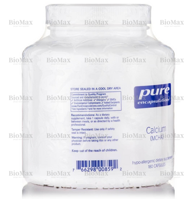 Кальцій (MCHA), Calcium (MCHA), Pure Encapsulations, 250 мг, 180 капсул