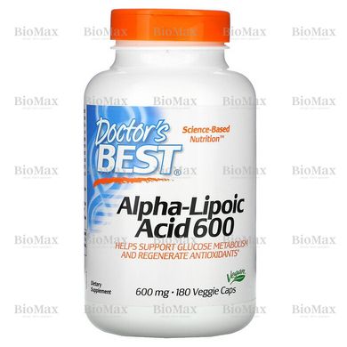 Альфа-ліпоєва кислота, Alpha-lipoic acid, Doctor's Best, 600 мг 180 капсул