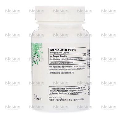 Родіола рожева, Rhodiola, Thorne Research, 100 мг, 60 капсул