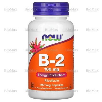 Вітамін В-2, Vitamin B-2, Now Foods 100 мг, 100 капсул