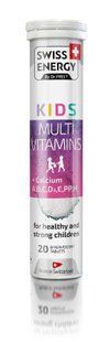 Мультивітаміни з кальцієм, для дітей віком від 7 років, KIDS Multivitamins + Calcium CH, Swiss Energy, для росту та розвитку, 20 розчинних таблеток