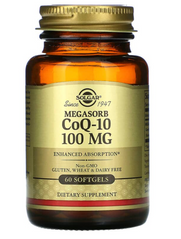 Коензим CoQ-10, Megasorb CoQ-10, Solgar, 100 мг, 60 гелевих капсул