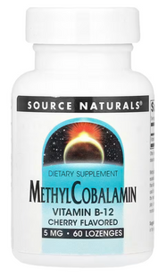 Вітамін В12 (метилкобаламін), MethylCobalamin, Source Naturals, вишня, 5 мг, 60 таблеток